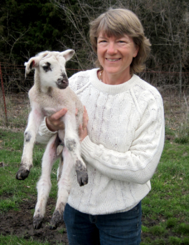 Linda Coffey with lamb