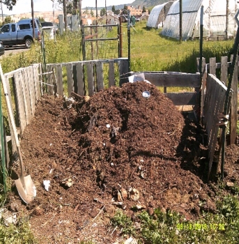 A bay of finished compost. 